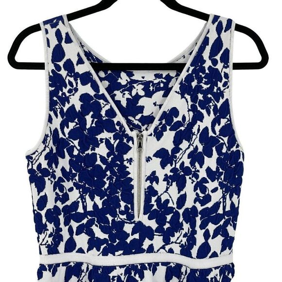 Milly Blue Midnight Floral Flare Dress Sleeveless Stretchy Mini Medium - Picture 6 of 11
